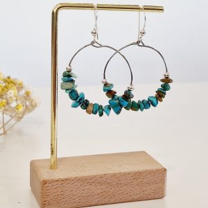 Pendientes aro Turquesa plata