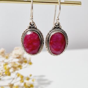 Pendientes plata rubí