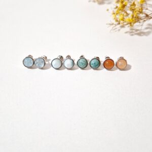 Pendientes boton plata redondo