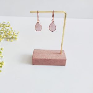Pendientes aro lágrima Cuarzo Rosa