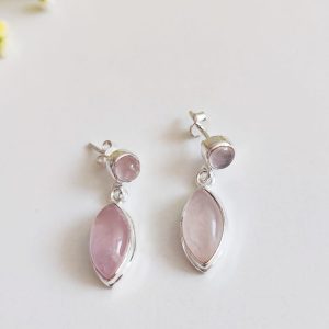 Pendientes marquesa Cuarzo Rosa