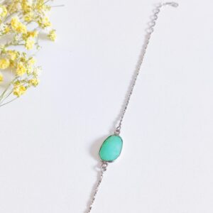Pulsera plata Crisoprasa facetada