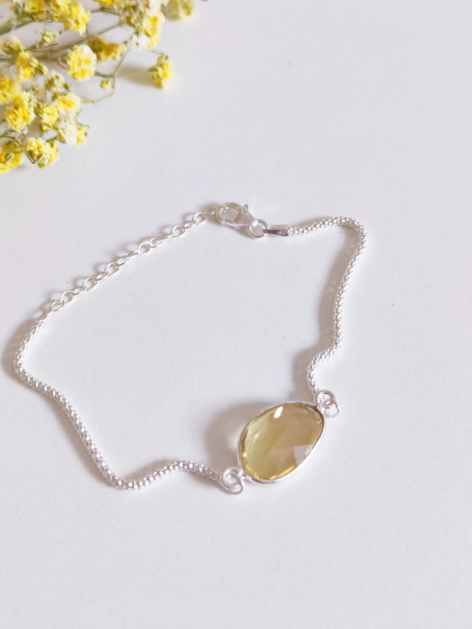 Pulsera plata citrino facetado