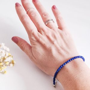 Pulsera plata de Lapislázuli facetado