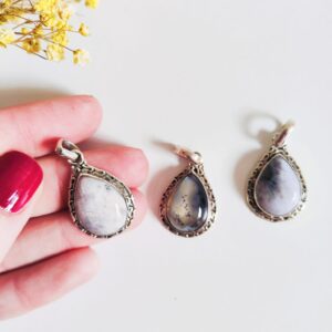 Colgante gota Juno Ópalo Dendrítico plata
