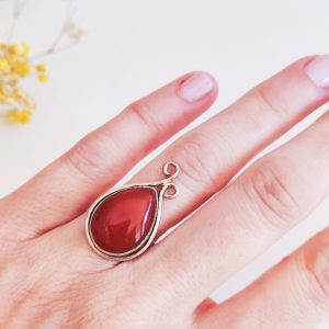 Anillo Gota Aine cornalina plata