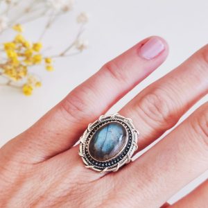 Anillo vintage Labradorita plata