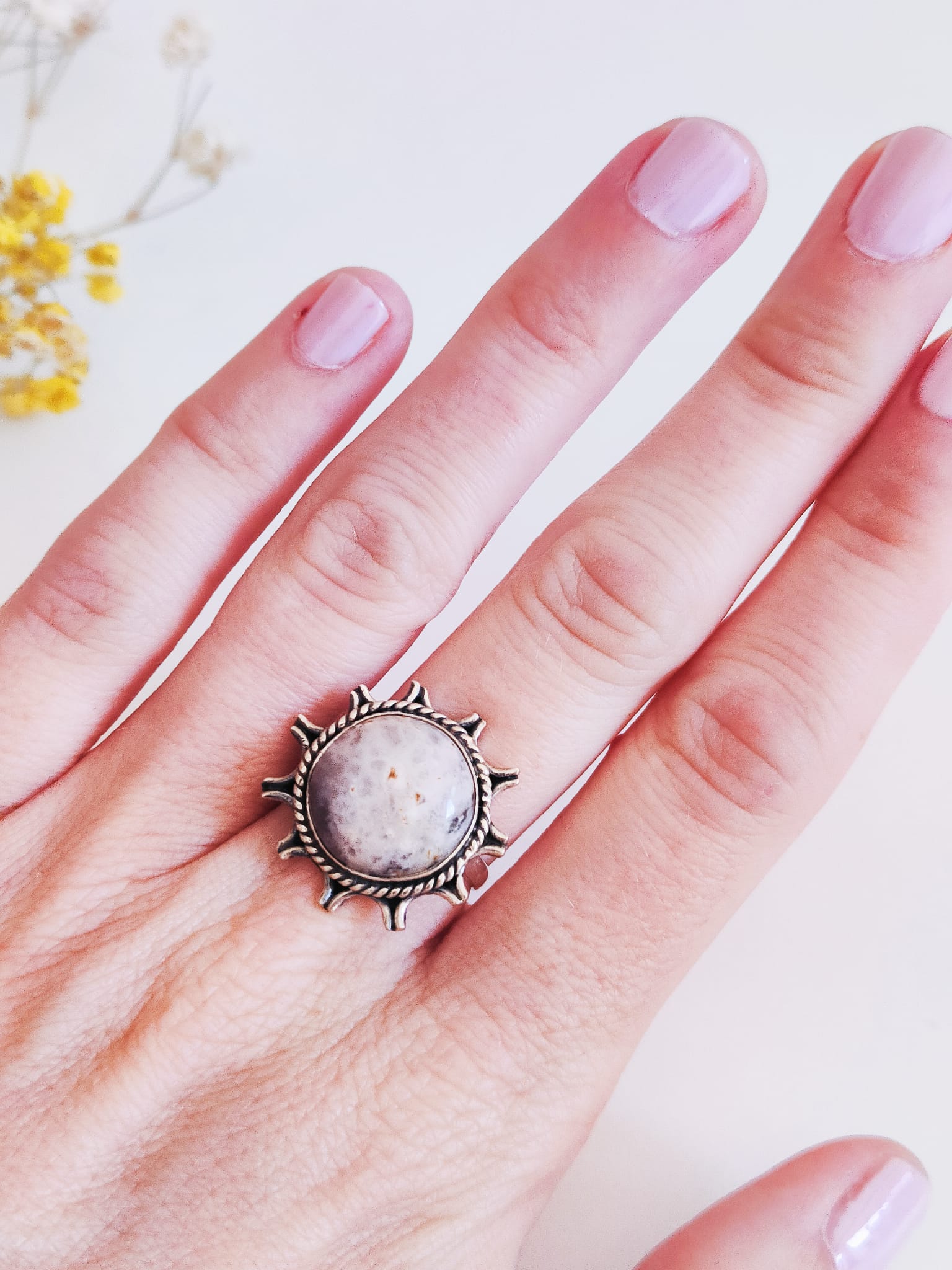 Anillo de Ópalo Dendritico
