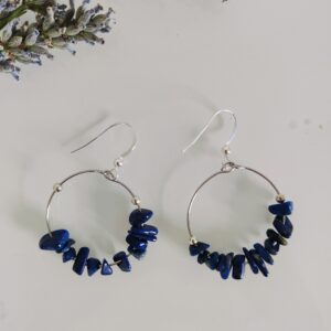 Pendientes aro lapislázuli plata