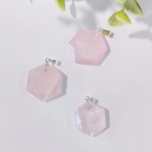 Colgante hexagonal Cuarzo Rosa