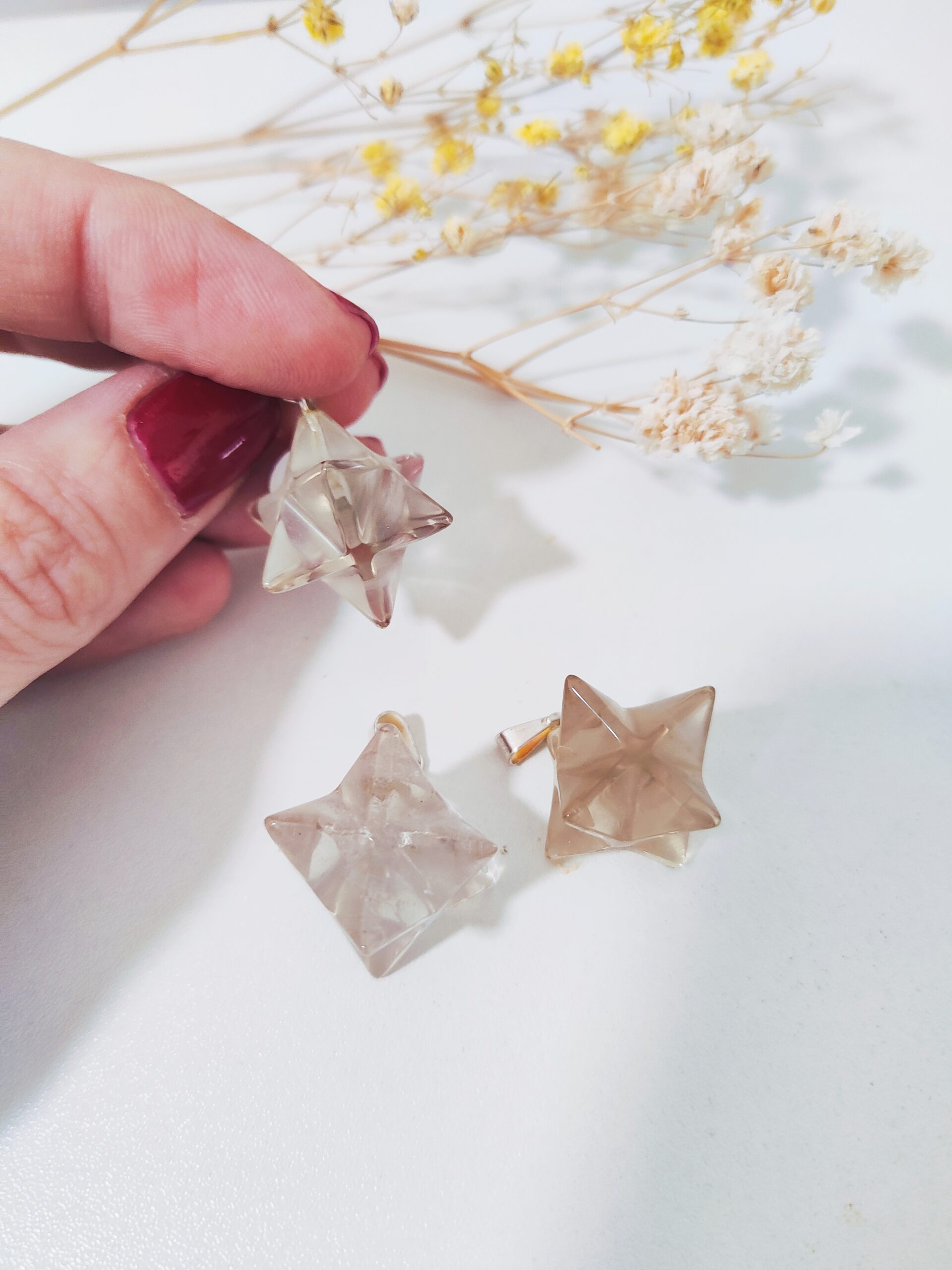 Colgante Merkaba cuarzo ahumado - Imagen 2