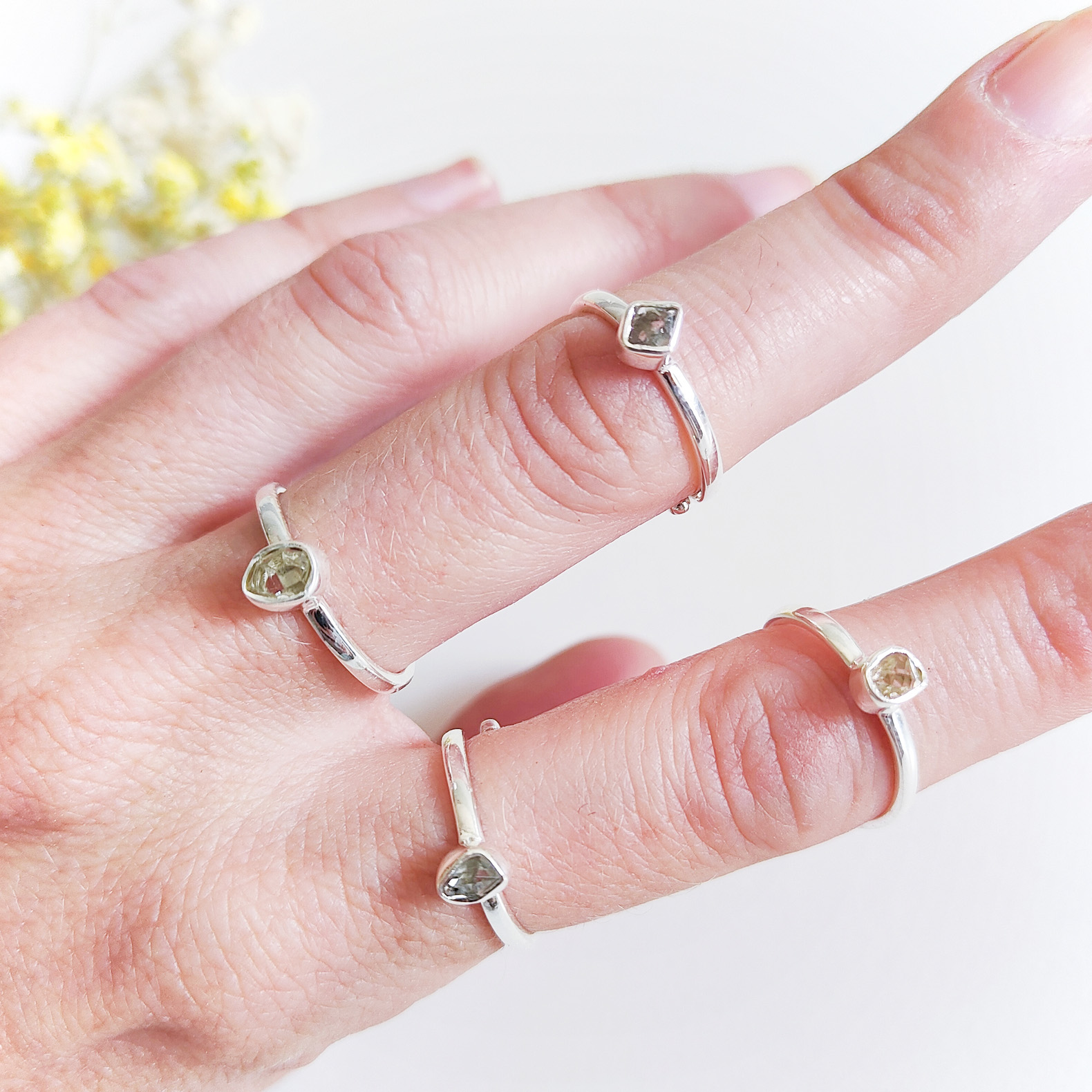 Anillo diamante herkimer ajustable - Imagen 4